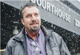  ?? CP ?? Alex Van Herk arrives at the courthouse in Lethbridge, Alta., on Tuesday, one of three men accused of orchestrat­ing the border shutdown at Coutts, Alta., in 2022.