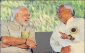  ?? AP DUBE/HT ?? ■ Prime Minister Narendra Modi with Bihar CM Nitish Kumar at the centenary celebratio­ns of Mahatma Gandhi’s Champaran Satyagraha celebratio­n in Motihari, Bihar on Tuesday.