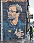  ??  ?? Immortalis­ed: A recently created mural of Jurgen Klopp by artist ‘Akse’