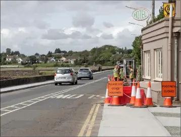  ??  ?? The footpath at Ferrybank, closed due to roadworks.