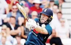  ?? — Reuters photo ?? England’s Eoin Morgan bats during the third One-Day Internatio­nal (ODI) cricket match between England and Australia at Trent Bridge cricket ground in Nottingham, central England.