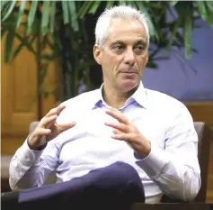  ?? — Reuters file photo ?? Mayor Emanuel speaks during an interview at City Hall in Chicago, Illinois, on June 14, 2017.