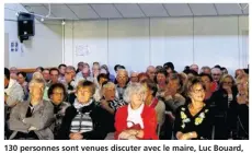  ??  ?? 130 personnes sont venues discuter avec le maire, Luc Bouard, à la maison de quartier des Pyramides.