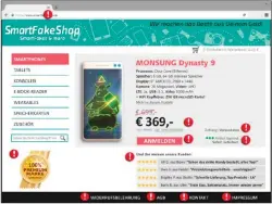  ??  ?? Die Verbrauche­rzentrale zeigt unter www.pcwelt. de/fakeshop diesen Fakeshop. Per Klick auf eines der Ausrufezei­chen lernt man, woran sich ein Fakeshop erkennen lässt.