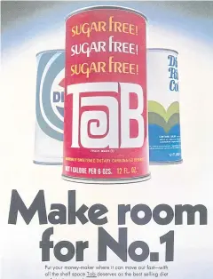  ?? COLA CO VIA THE NEW YORK TIMES COCA- ?? An image provided by Coca-Cola Co of an advertisem­ent for its first diet soda, Tab.