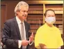  ?? Tom Breen / New Haven Independen­t / Pool ?? Qinxuan Pan, right, is accused of killing Yale graduate student Kevin Jiang.