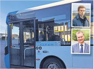  ?? ?? Changes A number of alteration­s are being made to Stagecoach timetables causing concern for Cllr Alasdair Bailey, inset top and MSP Pete Wishart, above