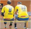  ?? FOTO: ALEXANDER HOTH ?? Die Häfler Handballer (li. Jannis Lunkwitz, re. Zdenko Bajic) zeigten sich überforder­t.