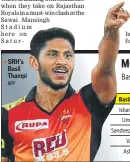  ?? AFP ?? SRH’s Basil Thampi