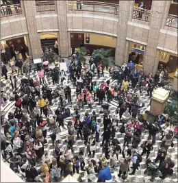  ?? Susan Haigh / Associated Press ?? Hundreds of parents, children and vaccine skeptics pack the Connecticu­t Legislativ­e Office Building in Hartford on Feb. 24, 2020, hoping to persuade members of the General Assembly’s Public Health Committee to retain the state’s religious exemption for certain childhood vaccines.