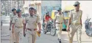  ?? ANI ?? Police personnel deployed to Ek Minar Masjid to maintain law and order after the relaxation in the curfew, in Jodhpur on Friday.