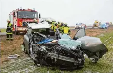  ?? Foto: M. Wild ?? Bei einem Unfall bei Jengen wurden drei Personen schwer verletzt.