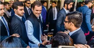  ?? Photos by Neeraj Murali ?? Rahul Gandhi interacts with students of the Institute of Management Technology in Dubai ahead of a 50-minute interactiv­e session on day two of his UAE visit. —