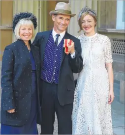  ?? Picture: John Stillwell/PA Wire FM4747584 ?? Sir Mark Rylance with his wife, Claire van Kampen, and her daughter, Juliet, after being knighted