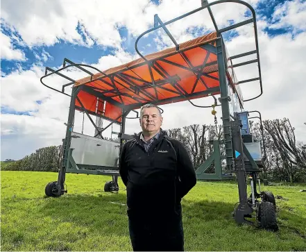  ?? PHOTOS: ANDY MACDONALD/STUFF ?? Drillco co-owner Scott Walls says the firm’s game-changing Automatic Mobile Platform will enable heavy solar panels to be installed in a fraction of the time currently required.