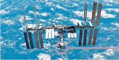  ??  ?? The Internatio­nal Space Station, above, with the docking area circled in red