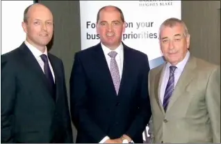  ??  ?? Neil and Kevin Hughes with Minister Paul Kehoe at the event on Wednesday.