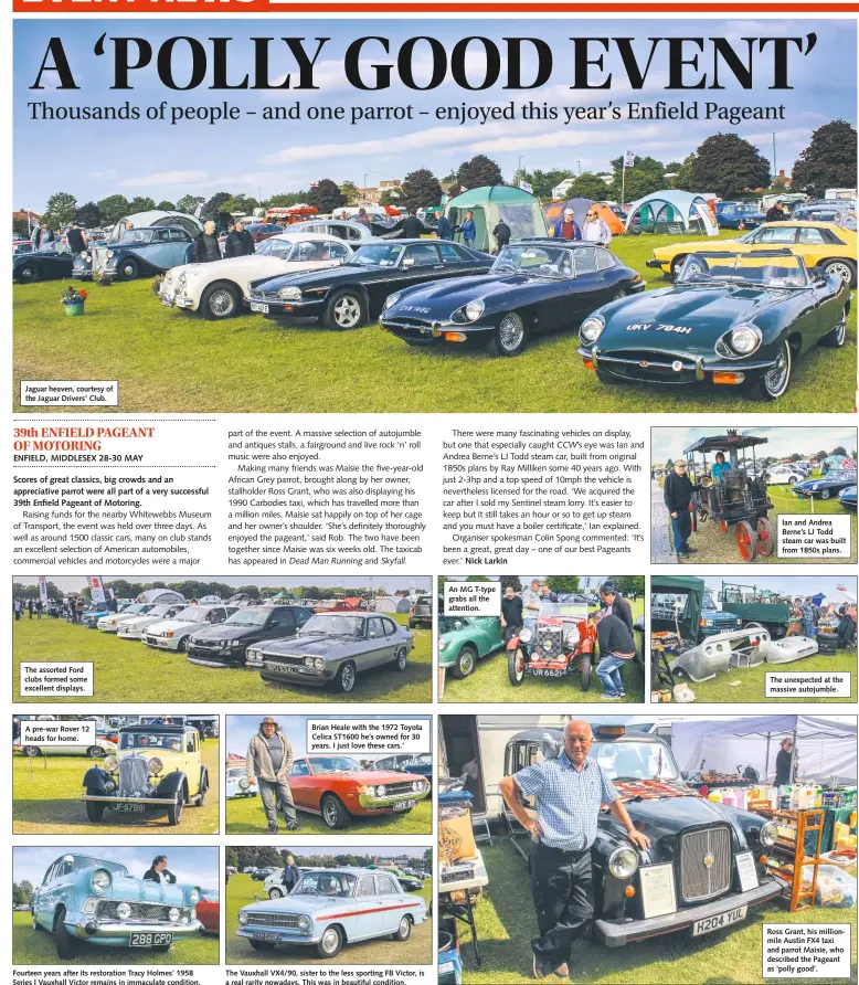  ??  ?? Jaguar heaven, courtesy of the Jaguar Drivers’ Club. The assorted Ford clubs formed some excellent displays. A pre-war Rover 12 heads for home. Fourteen years after its restoratio­n Tracy Holmes’ 1958 Series I Vauxhall Victor remains in immaculate...