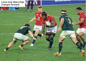  ??  ?? Lions lock Maro Itoje charges forward