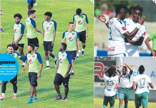  ??  ?? (1) Motagua perdió en la primera vuelta contra HEP, pero esta tarde buscarán imponer sus condicione­s. (2) Olimpia es buen visitante y lo llena de confianza que no suele perder contra los escualos. (3) Juticalpa abre la jornada 11 e intentará sumar a costillas del Vida. Le urge al equipo de Castellón.