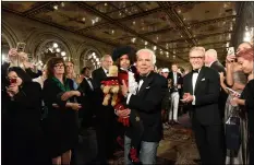  ?? aP Photo/DIane bonDareFF ?? Fashion Designer ralph lauren greets the audience after the ralph lauren 50th anniversar­y Fashion show during New york Fashion week 2018.