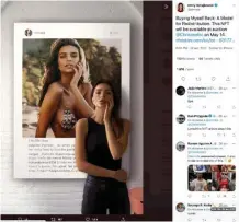  ??  ?? Récupérée.
Afin de se réappropri­er son image, la topmodèle Emily Ratajkowsk­i a publié sur Instagram une photo intitulée « Buying Myself Back : A Model for Redistribu­tion », qui sera vendue sous la forme d’un NFT pour 175 000 dollars.