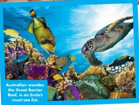  ??  ?? Australian wonder, the Great Barrier Reef, is on Ernie’s must-see list.