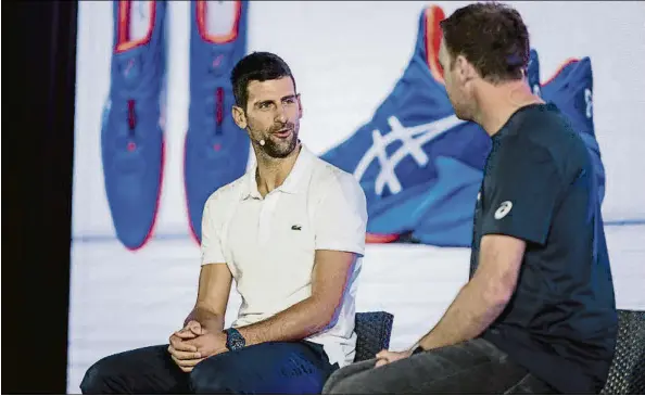  ?? FOTO: ASICS ?? Novak Djokovic, buque insignia de ASICS, habló sobre sus retos para la próxima temporada en un acto de la marca en el que también estuvieron otros jugadores