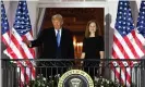  ?? Photograph: Brendan Smialowski/AFP/Getty Images ?? Trump with Amy Coney Barrett, one of three supreme court justices he appointed.