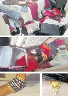  ??  ?? Mess From top — rooms were ransacked, with bracelets and earrings amongst the haul stolen