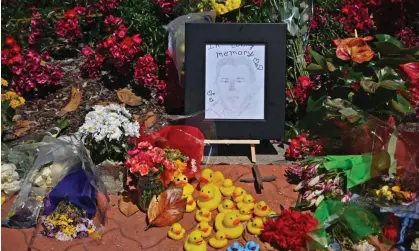  ?? ?? Rubber ducks are placed at a memorial for Casey Rivara at the intersecti­on where he was fatally hit. Photograph: Héctor Amezcua/AP