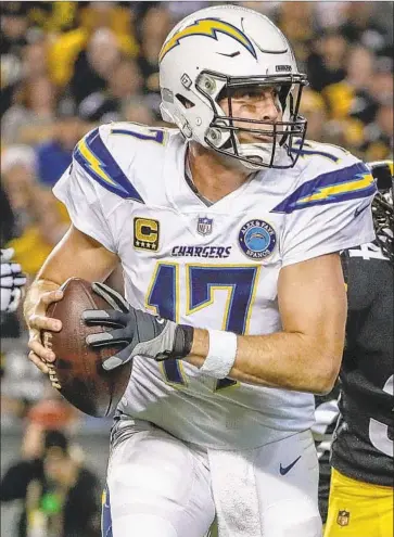  ?? Robert Gauthier Los Angeles Times ?? PHILIP RIVERS and the Chargers have fallen behind by double digits three times in the last month, and come back to win each time. Playing like that, coach Anthony Lynn says, is “going to bite you in the butt.”