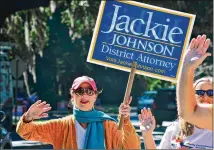  ?? BRUNSWICK NEWS ?? Brunswick Judicial District Attorney Jackie Johnson campaigns Tuesday on St. Simons Island. The Republican faced criticism while in office, notably in the handling of the February killing of Ahmaud Arbery and the 2010 shooting of a mother of two.