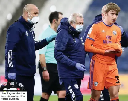  ??  ?? Joel Bagan’s shoulder injury is another blow to the Bluebirds