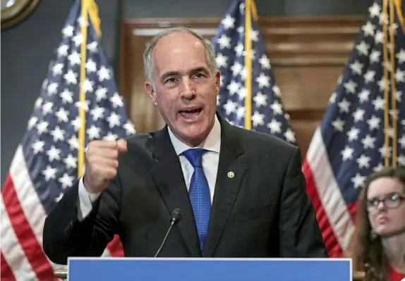  ?? Getty Images ?? U.S. Sen. Bob Casey Jr. speaks during a news conference on health care Sept. 25, 2017, on Capitol Hill in Washington, DC.