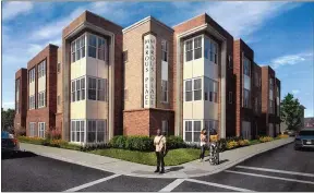  ?? SUBMITTED RENDERINGS ?? Above and below: At the corner of Second Street and Clark Avenue in downtown Willoughby, Marous Brothers Constructi­on is constructi­ng a new 38-unit, three story apartment building.