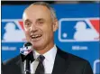  ?? STEVE RUARK — THE ASSOCIATED PRESS FILE ?? Commission­er Rob Manfred has yet to admit the obvious, which is MLB will have a shortened season if it has one at all. He’s floated the idea of 7-inning doublehead­ers and a neutral site World Series in December among possibilit­ies.