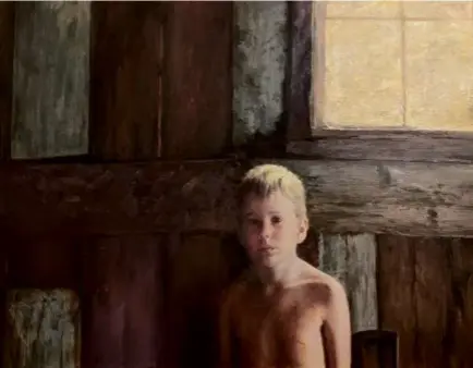  ?? ?? A portrait of the writer as a little boy, painted by his father, Roger Kastel, pictured below in his studio.