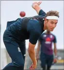  ??  ?? Broad shoulders: Stuart Broad training in the nets at Old Trafford yesterday