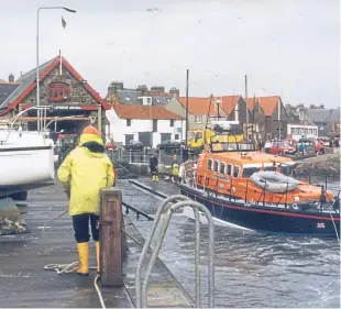  ??  ?? A lifeboat launch at the Anstruther station which is slated for replacemen­t.