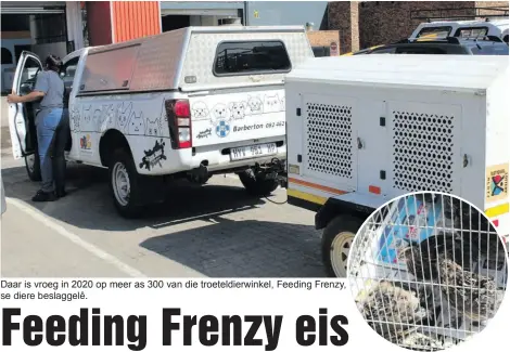  ??  ?? Daar is vroeg in 2020 op meer as 300 van die troeteldie­rwinkel, Feeding Frenzy, se diere beslaggelê.