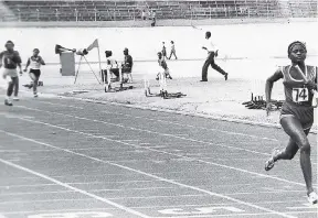  ??  ?? BREAKING THE RECORD: Vere Technical’s 100 metres sprint champion Veronica Findlay outclassed her rivals in the final leg of the Class 1 Girls 4x100 metres relay in a record run of 46.5 seconds at the Inter-Secondary Schools Girls Track and Field...