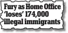  ??  ?? Fury as Home Office ‘loses’ 174,000 illegal immigrants
From Wednesday’s Mail