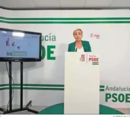  ?? ALBERTO RUIZ ?? Tania González en la rueda de prensa que dio en la sede del partido.