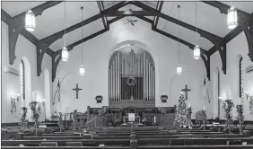  ?? ABBY DREY/CENTRE DAILY TIMES VIA AP ?? The sanctuary of the Bellefonte First Presbyteri­an Church is shown on Dec. 22 in Bellefonte, Pa. The church, which is nearly as old as the borough itself, held its final scheduled service on Christmas Eve after having welcomed families over the course of more than two centuries.