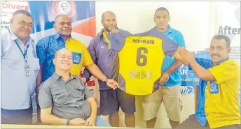  ??  ?? President of the Fiji Disabled People’s Federation Josko Wakaniyasi, seated left, and AYI Northland Rugby Union officials.