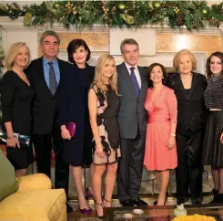  ??  ?? Westmacott (centre) and the cast of Downton Abbey when he was Ambassador to the US