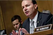  ?? Bloomberg photo by Andrew Harrer ?? Sen. Mike Lee, R-Utah, at a Senate hearing on June 27.