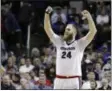  ?? BEN MARGOT — THE ASSOCIATED PRESS ?? Gonzaga center Przemek Karnowski (24) celebrates in the closing minutes of a win over Xavier.