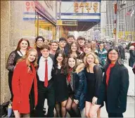  ?? Nina Pezzello / Contribute­d photo ?? A capella singers from Quinnipiac University prepare to perform at Radio City Music Hall in New York City Dec. 30, 2022.